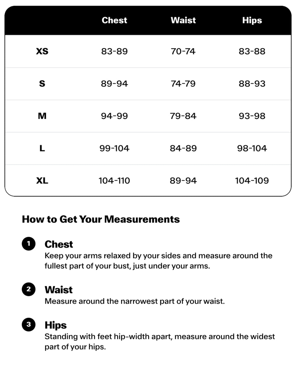 Sizing Chart (In Cm)